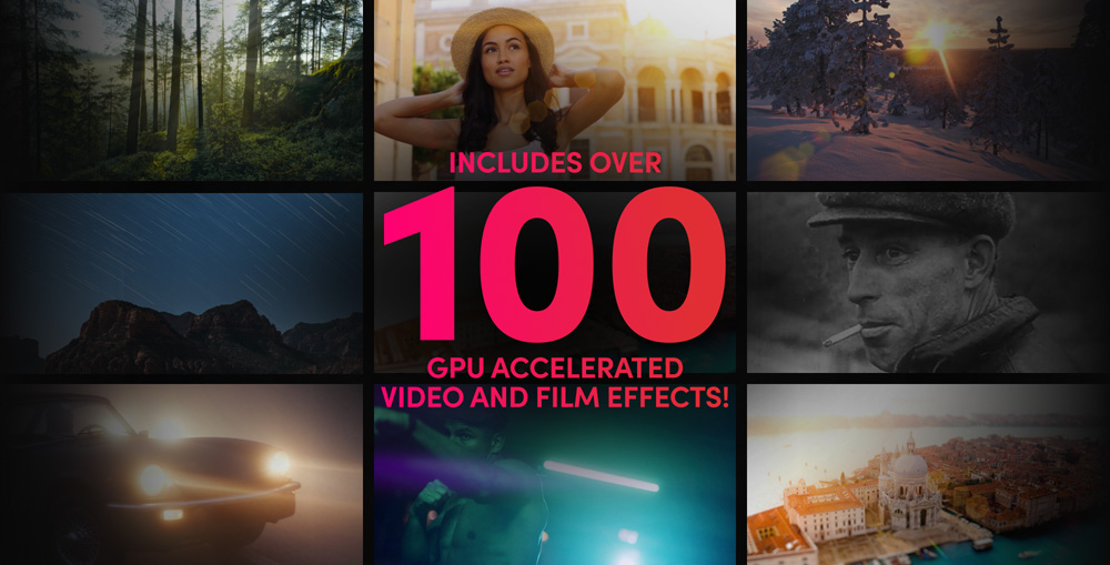 Resolve FX collage of over 100 effects