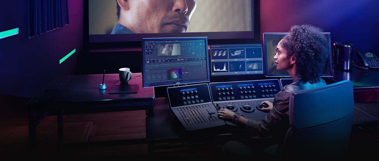 Colorist with DaVinci Resolve color panels